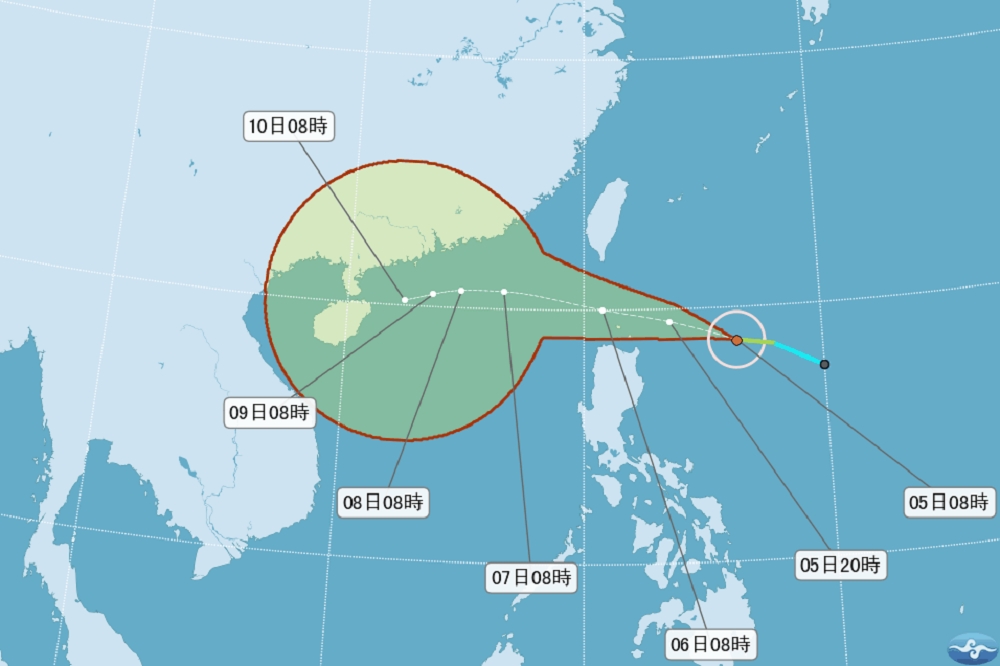 第19號颱風形成，中央氣象局表示，將在5日中午發布海上警報。（翻攝自中央氣象局）