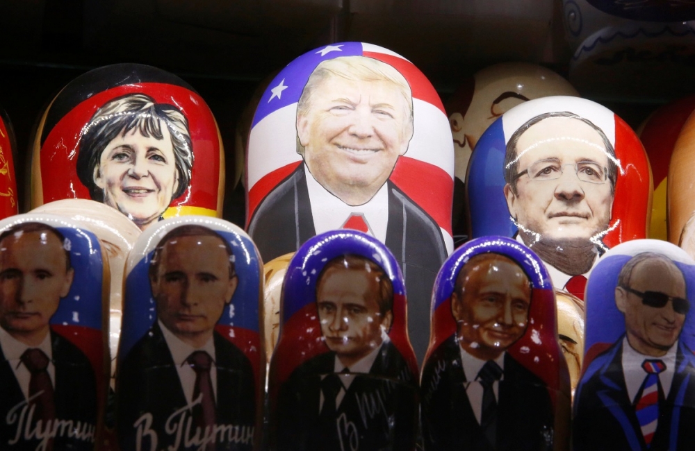 在莫斯科紀念品店販售的俄國斯娃娃。（湯森路透）