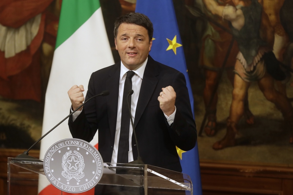 義大利總理倫齊5日於記者會上。