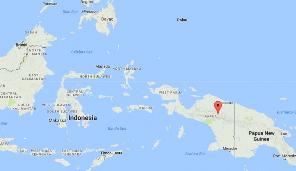 一輛印尼軍方運輸機於18日早上墜毀於目的地附近。（截自Google Map）