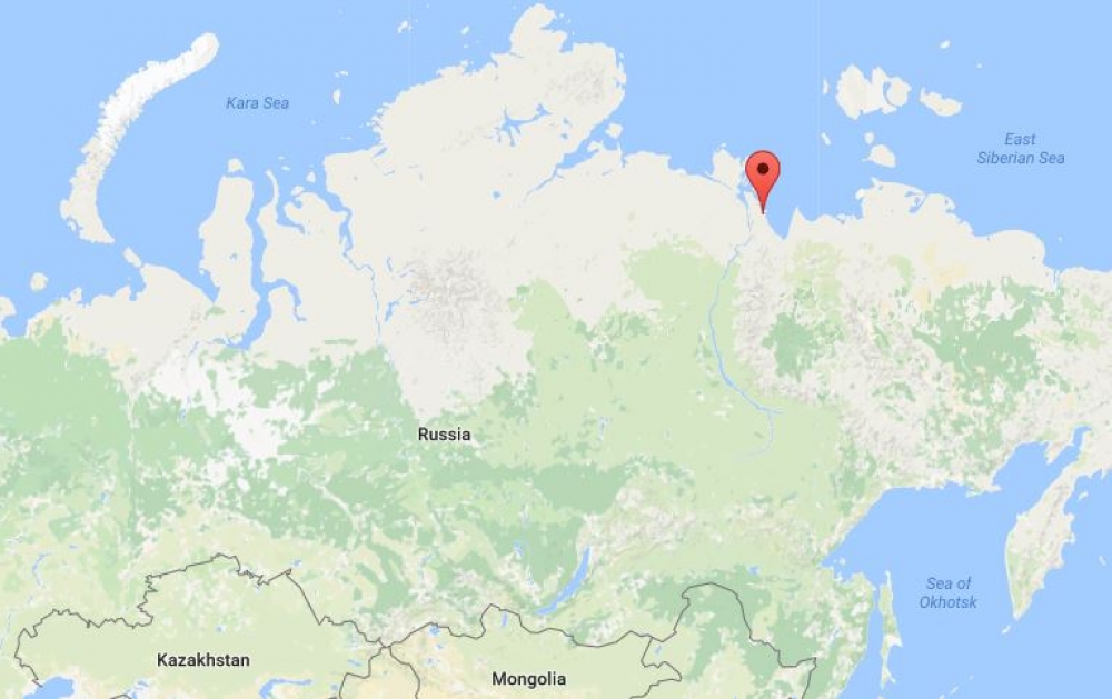 一架俄國軍機19日在東北部的薩哈共和國境內失事。（截自Google Map）