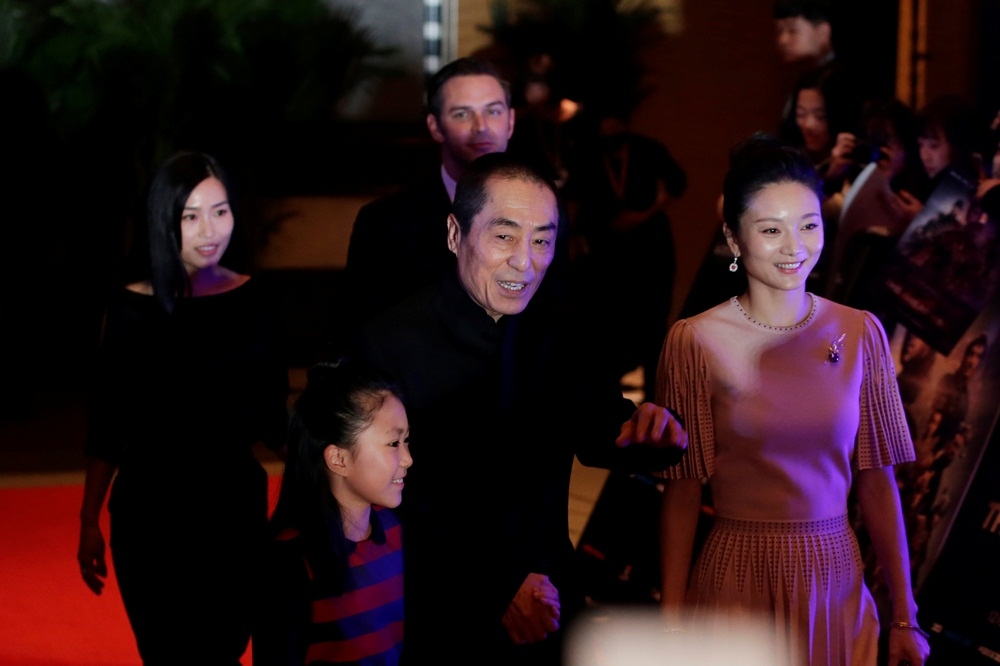 張藝謀帶著家人出席《長城》在北京的宣傳活動（湯森路透）