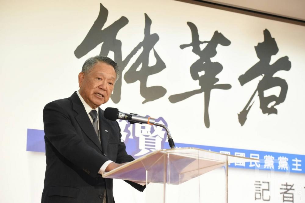 已請辭副主席的國光生技董事長詹啟賢，23日正式宣布參選國民黨主席。（攝影：葉信菉）
