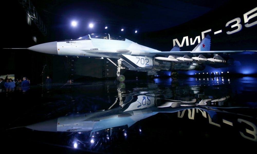 俄國米格-35戰鬥機研發完成後27日正式公開亮相。  （湯森路透）