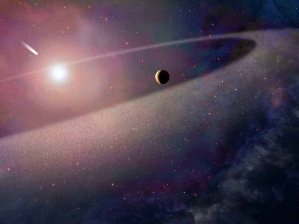 德國天文學家發現有一顆類似彗星的星體在解體後，殘骸散落在一顆已燃燒殆盡的白矮星周遭。圖為NASA繪製的示意圖。 （翻攝自NASA官網）