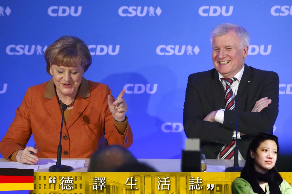 德國基社盟主席施霍福（右）6日與德國總理梅克爾見面。（照片：湯森路透，後製：李明維）