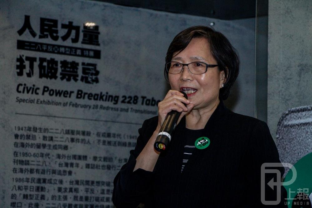 鄭南榕遺孀，現任台灣觀光協會長葉菊蘭19日受訪時表示，雖然她主張台灣獨立，但是她不會把個人信念放在工作上。（攝影：蘇郁晴）