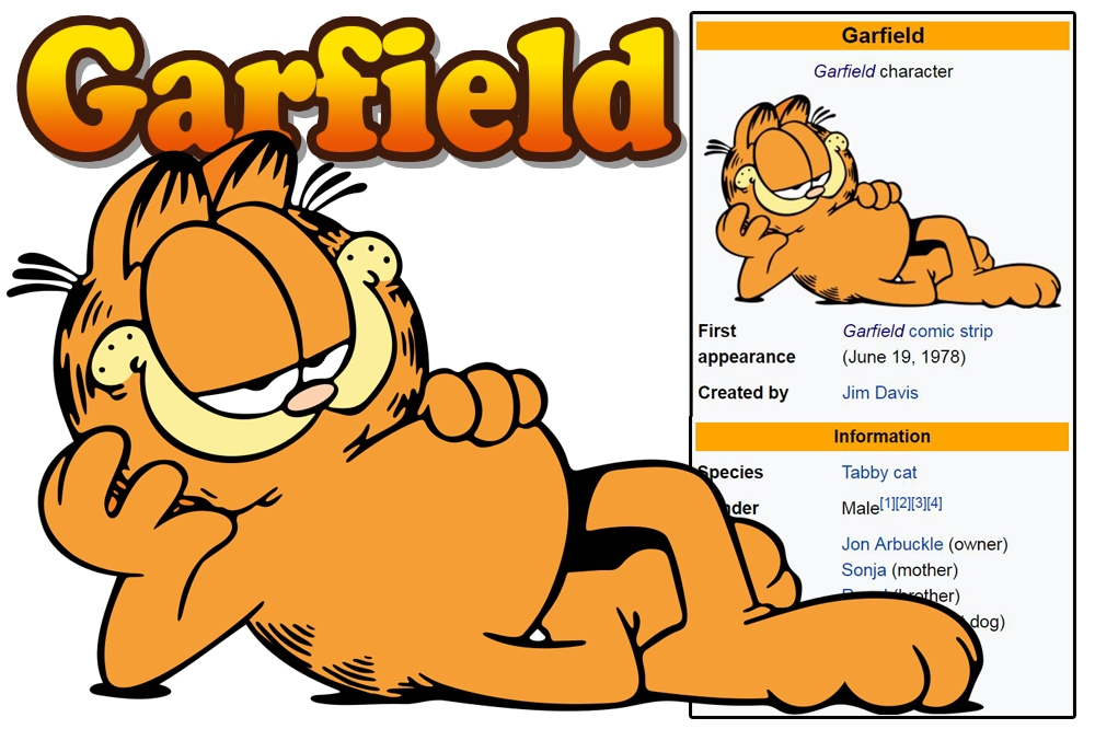 美國知名漫畫角色「加菲貓」的性別在維基百科掀起編輯大戰。（素材取自維基百科）