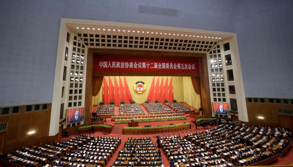 中國第12屆政協第5次會議3日下午3時於北京人民大會堂開幕。（湯森路透）