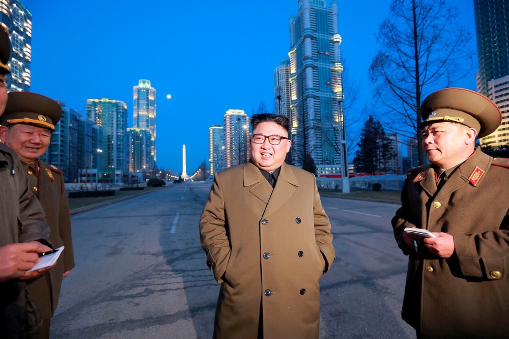 北韓領導人金正恩於平壤的黎明大道。（湯森路透）