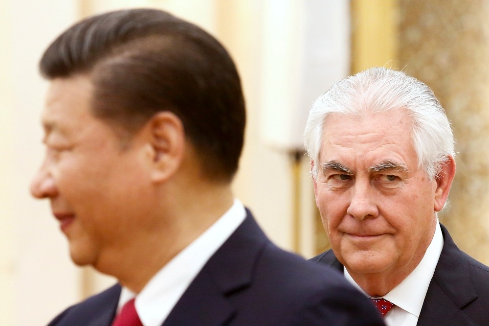美國國務卿提勒森（Rex Tillerson）與中國外長的會談，提到了中國國家主席上任以來提出的中美「新型大國關係」框架。（湯森路透）