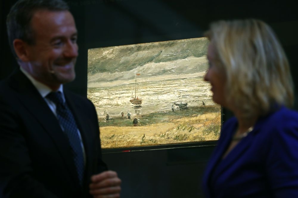 失而復得的梵谷畫作《席凡尼根的海景》。（湯森路透）