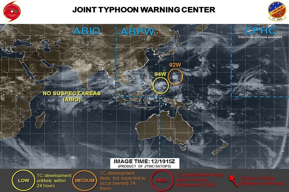  2018年第9號颱風山神最快16日將成形（圖中92W）。（圖片取自賈新興臉書）