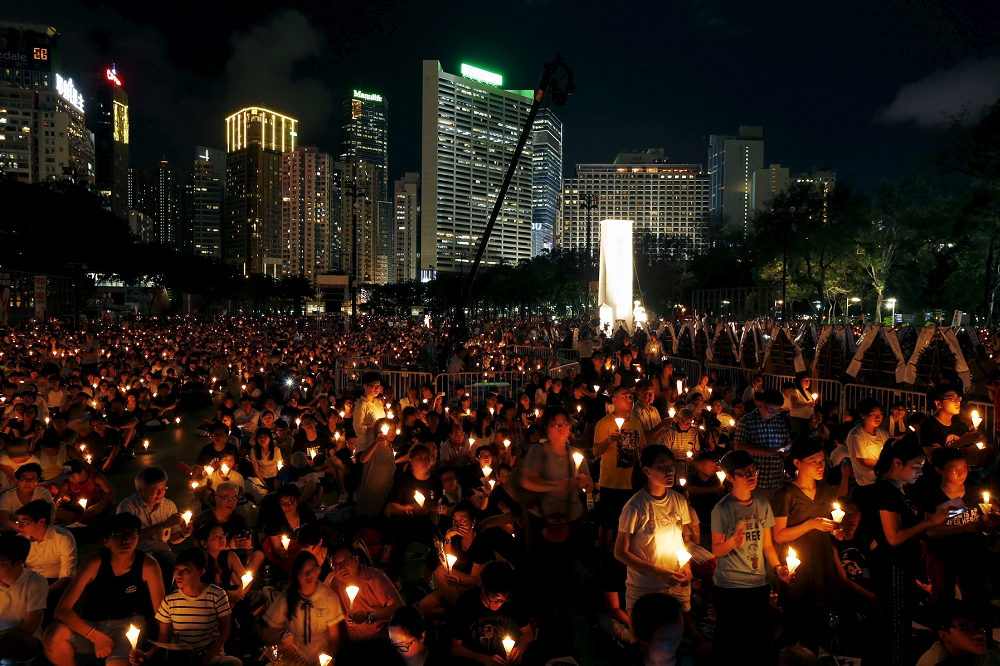 香港紀念六四活動。（湯森路透）
