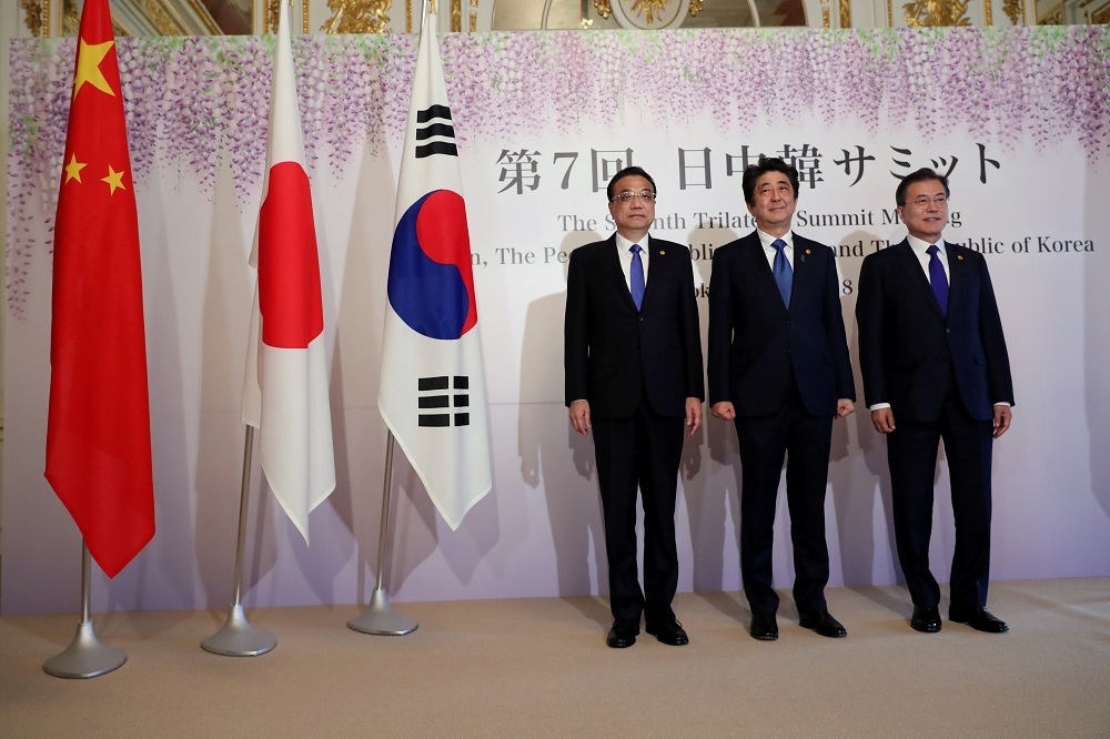 第7屆中日韓峰會9日於東京舉辦。（湯森路透）