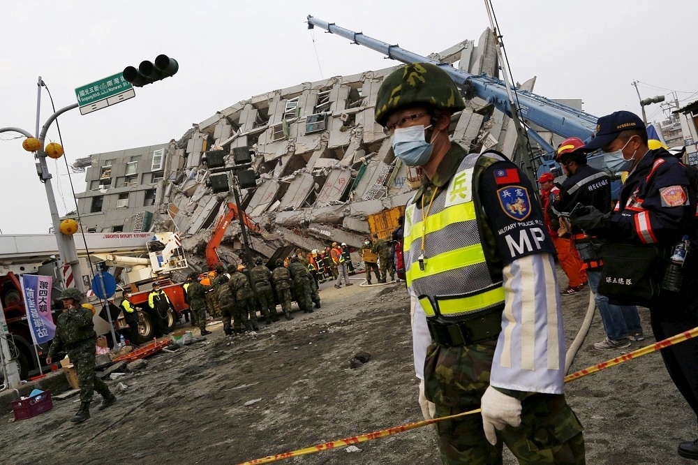 位在永康區的維冠金龍大樓在2016年0206台南地震中被震垮，造成一百多人死亡。（湯森路透）