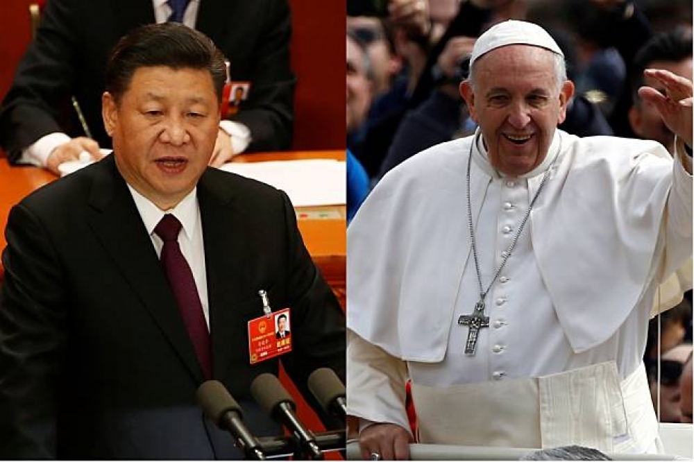 中梵近日就教務協議進行相關磋商，中方更釋出隨時可能簽署的訊息，對台灣政府形成壓力；左為中國國家主席習近平、右為教宗方濟各（Pope Francis）。（合成畫面／湯森路透）