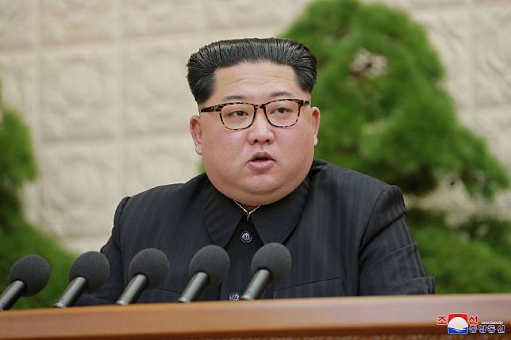 北韓領導人金正恩20日主持中央委員會第七屆第三次全體會議。（湯森路透）