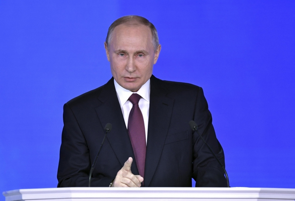俄羅斯總統在聯邦會議上發表年度國情咨文。（湯森路透）