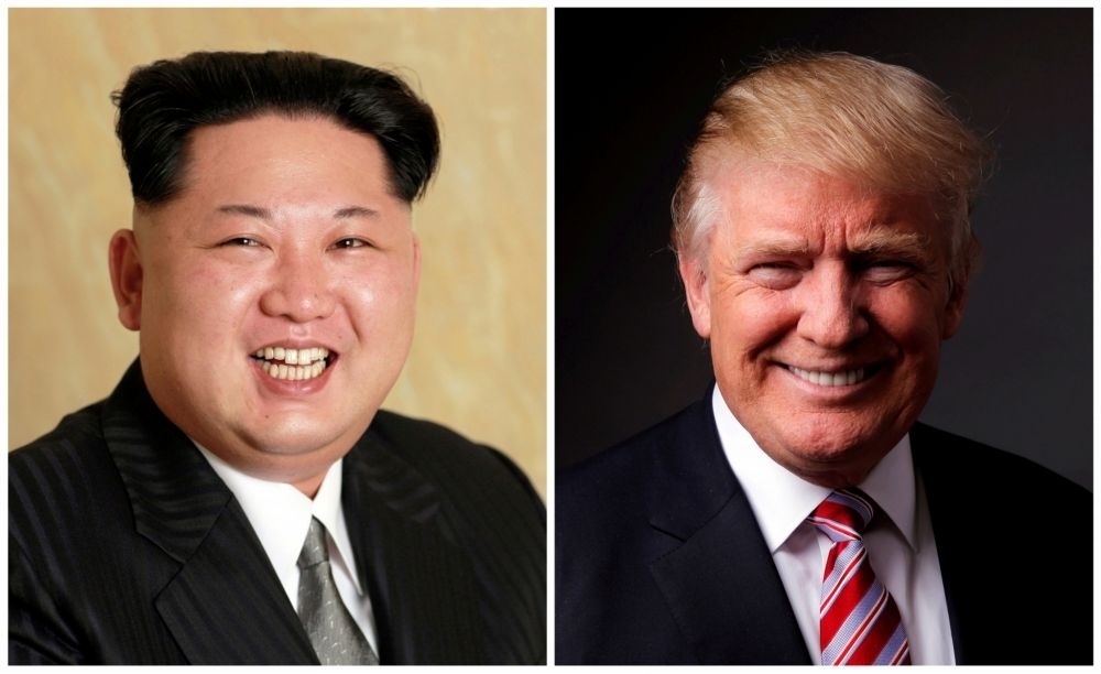 北韓領導人金正恩（左）、美國總統川普（右）。（湯森路透）