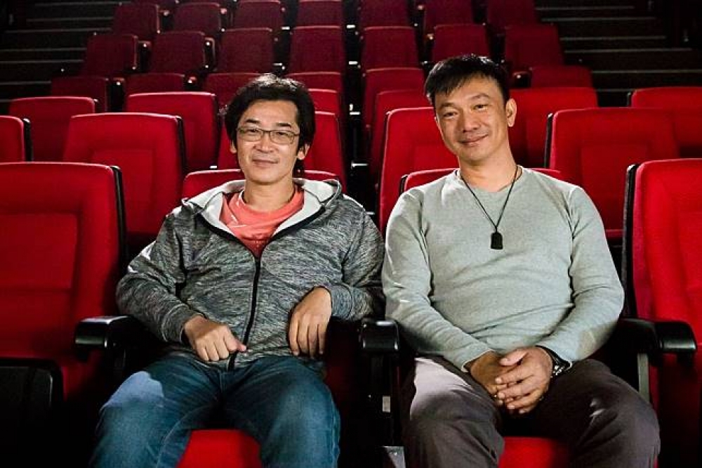 黃信堯（右）邀請魏德聖演出2018第20屆台北電影節形象廣告（台北電影節提供）