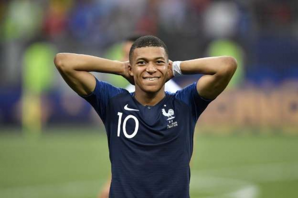 姆巴佩是法國隊史上在世界盃進球的最年輕球員，奪冠後身價水漲船高，高達1.2億歐元。（美聯社）
