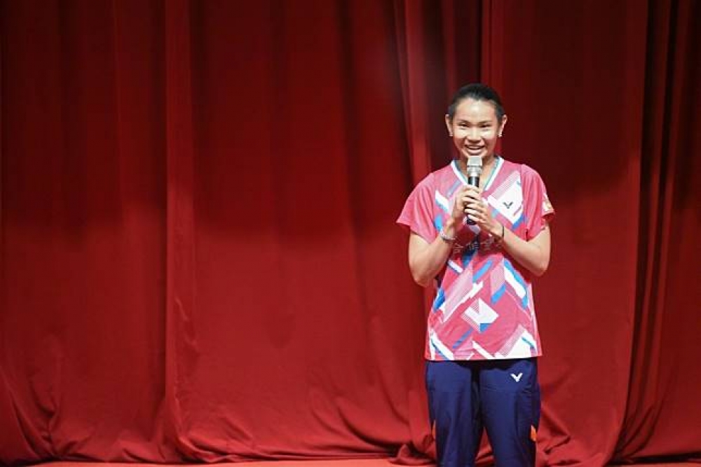 世界羽聯排名第一的女單球后戴資穎，晚間宣布參選中華羽球協會的選手理事一職。（攝影：葉信菉）