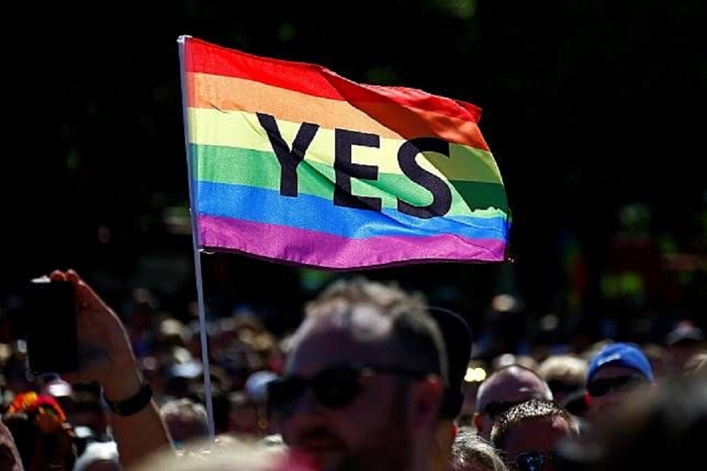 澳洲諮詢同性婚姻公投中，逾六成投下支持票。（湯森路透）