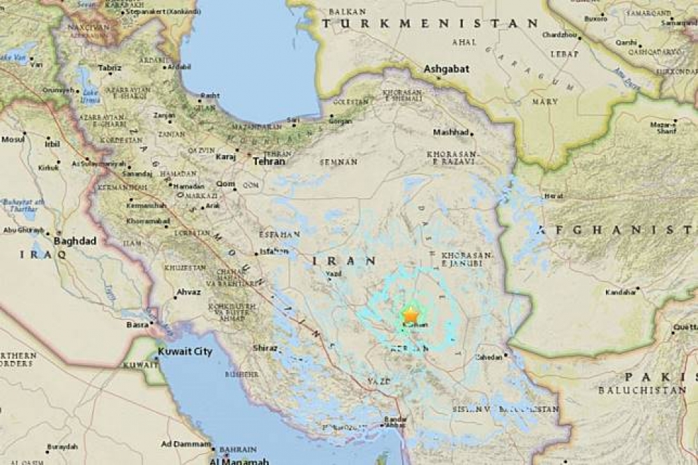 伊朗1日上午發生地震。（截自USGS）