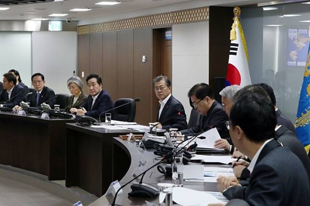 南韓總統文在寅29日凌晨召開國安會議。（湯森路透）