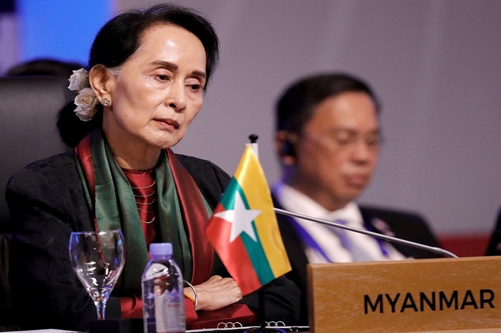 緬甸實質領導人暨外交部長翁山蘇姬。（湯森路透）