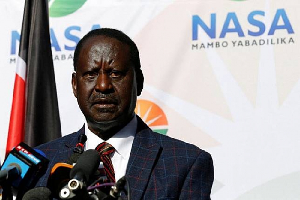 18日午夜截止期限前，肯亞反對陣營全國超級聯盟（National Super Alliance，NASA），向肯亞最高法院提起訴訟，挑戰肯亞現任總統肯亞塔（Uhuru Kenyatta）依法連任的權利。圖為NASA領袖歐丁嘉。（湯森路透）

