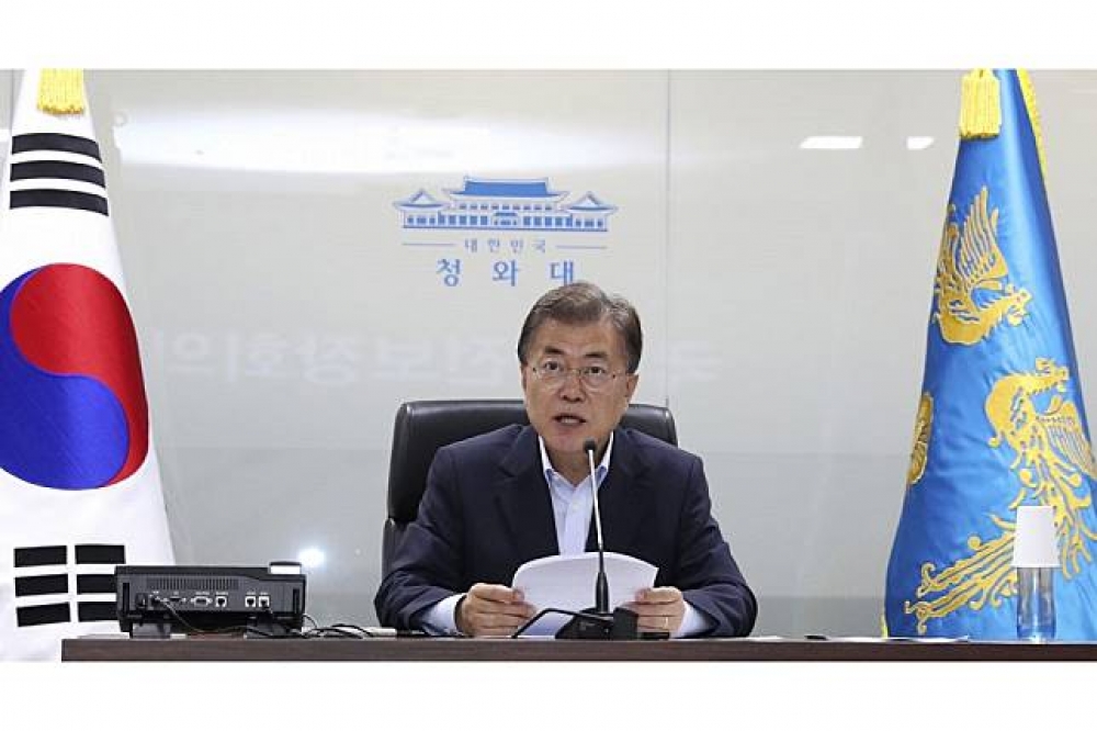 南韓總統文在寅強悍表示，朝鮮半島動武前要經過南韓同意。（美聯社）