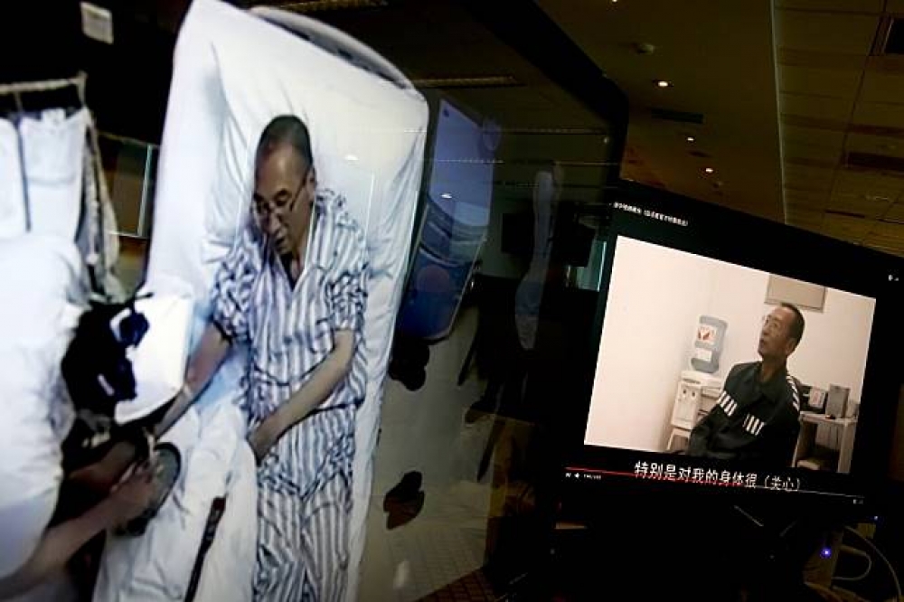 諾貝爾和平獎得主、中國異議人士劉曉波正於中國醫院接受治療。（美聯社）
