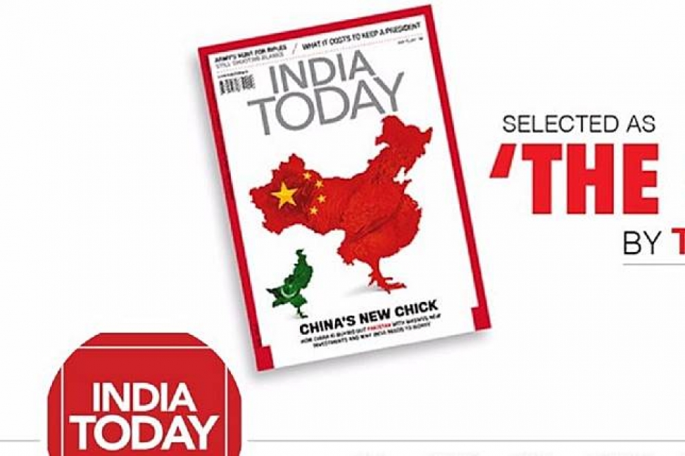 印度雜誌《今日印度》在最新一期雜誌中「打臉中國」，不但把台灣和西藏都從中國版圖中剔除，更形容中國是一隻「雞」。引起中國官媒《環球時報》的抨擊：「這是要幹什麼？！」（翻攝自《今日印度》官方推特）