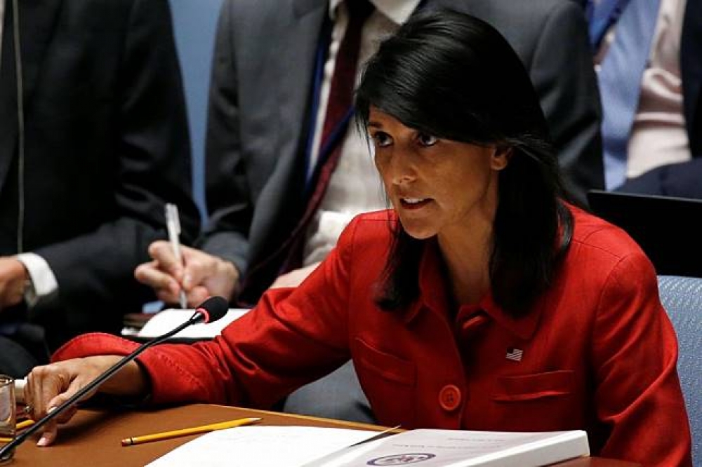 美國駐聯合國大使海莉5日表示，美國不排除以武力解決北韓核武議題。（湯森路透）