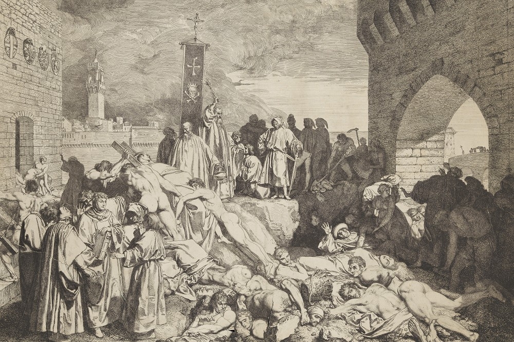 1348 年佛羅倫斯的瘟疫繪圖（取自維基百科）