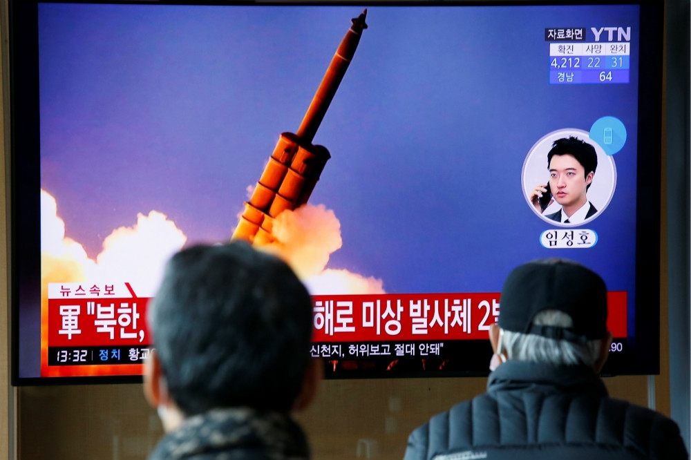 北韓2日上午再次試射兩枚「不名飛行物」，讓南韓與日本繃緊神經。（湯森路透）