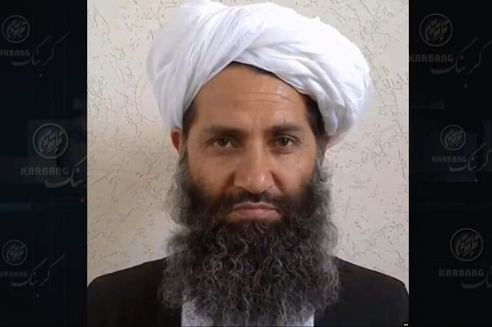 阿富汗極端組織神學士第三代領袖阿洪扎達。（翻攝自YouTube）
