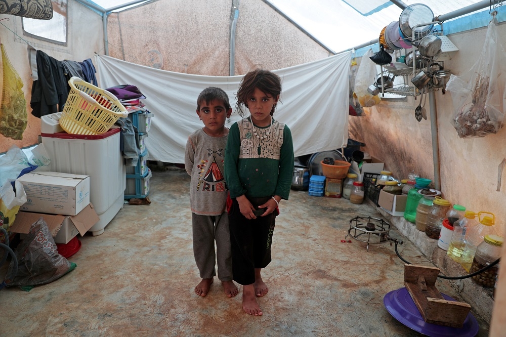 難民營中的敘利亞孩童。（湯森路透）