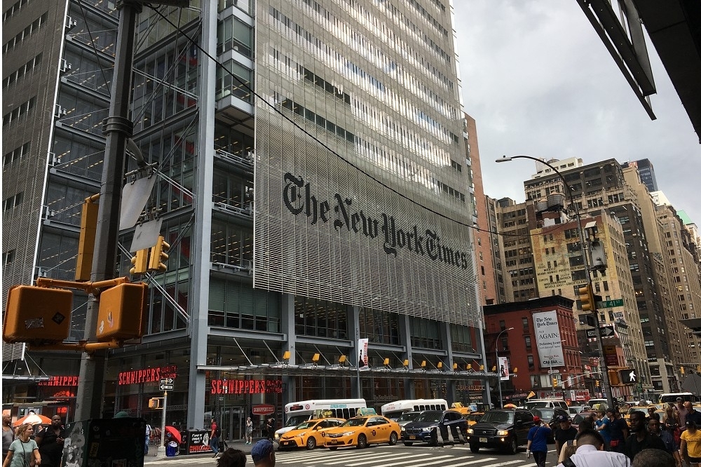 《紐約時報》位於曼哈頓的總部大樓。（資料照，攝影：李濠仲）