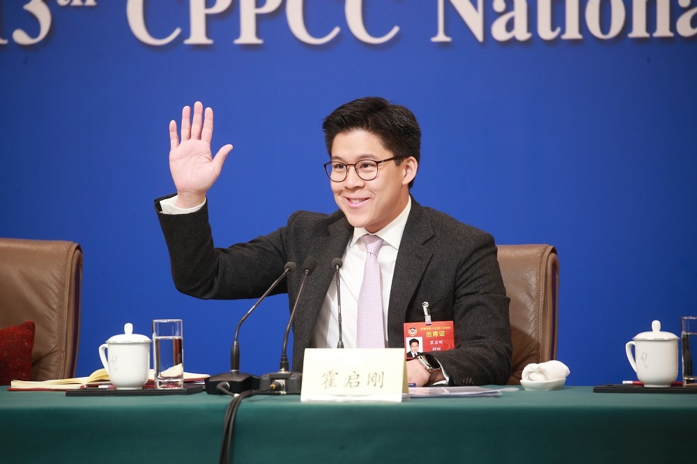 2018年1月，霍啟剛當選中國全國政拹委員。（湯森路透）
