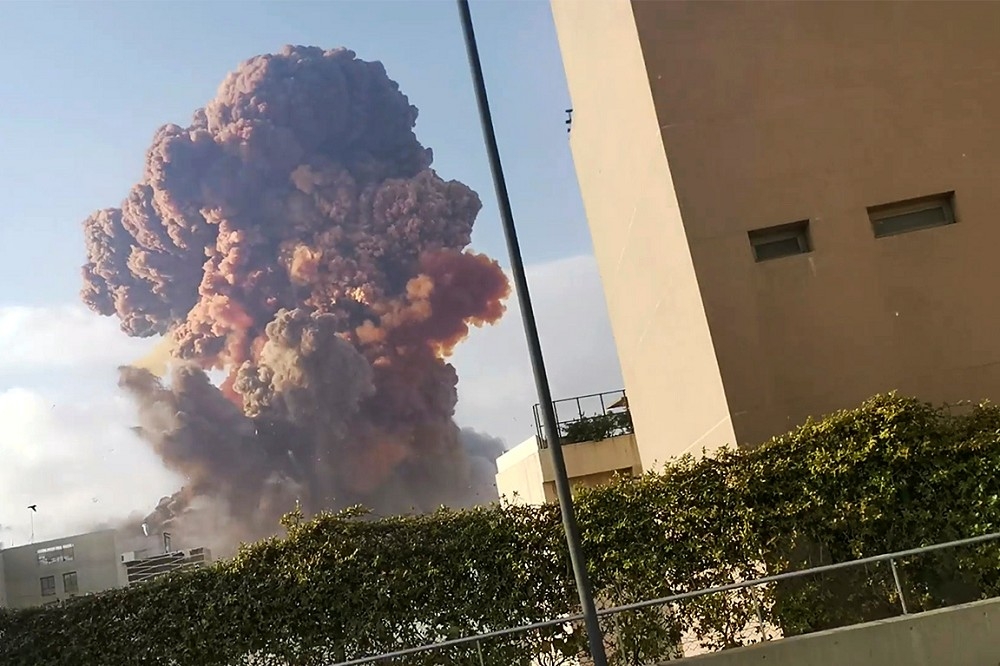 黎巴嫩首都貝魯特發生大爆炸。（湯森路透）