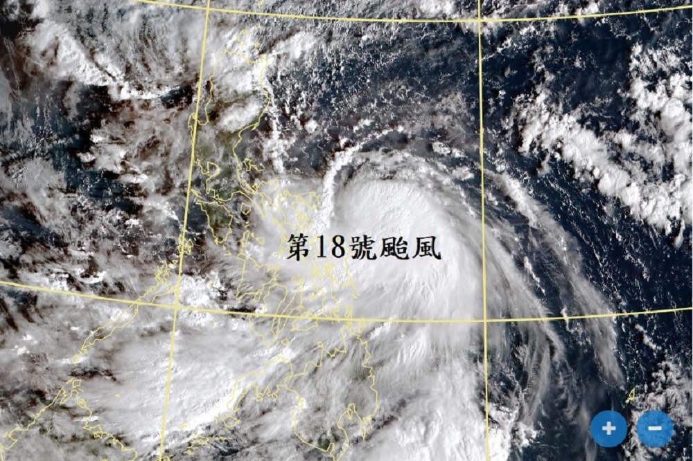 第18號颱風莫拉菲25日凌晨生成，未來逐漸朝西移動。（中央氣象局提供）