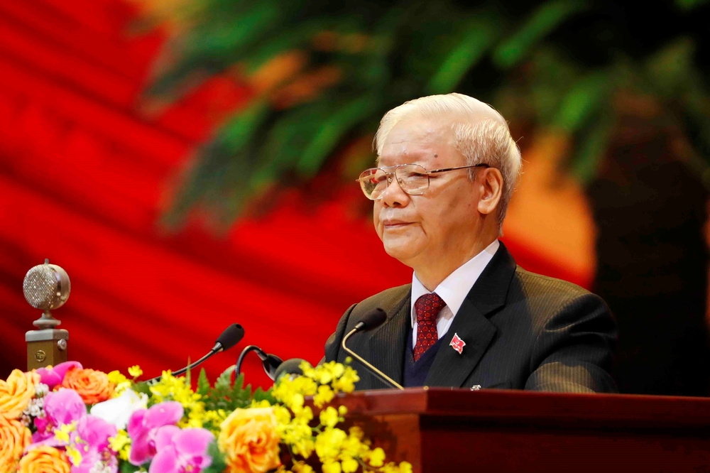 現年76歲的阮富仲，三度連任越共總書記職務。（湯森路透）