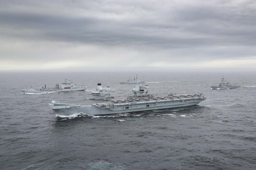 英國「伊莉莎白女王號」航空母艦戰鬥群。（截自英國皇家海軍網站）