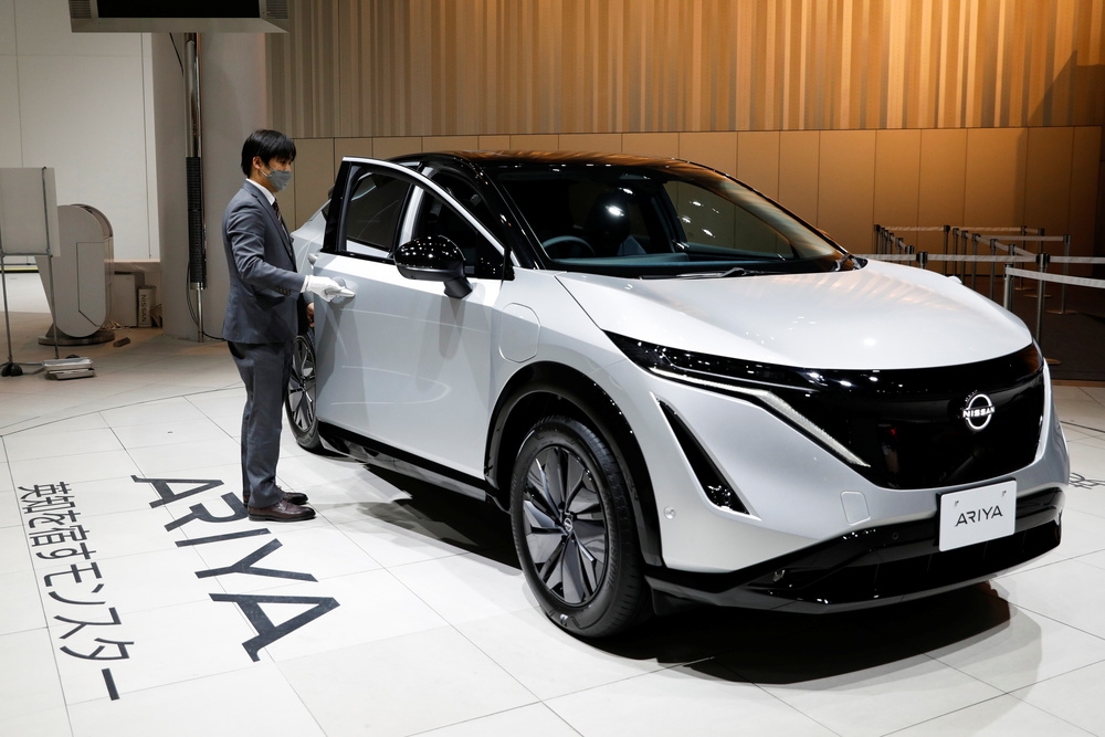 日產研發的新電動車款「Ariya」，已經登陸北美市場開始販售。（湯森路透）