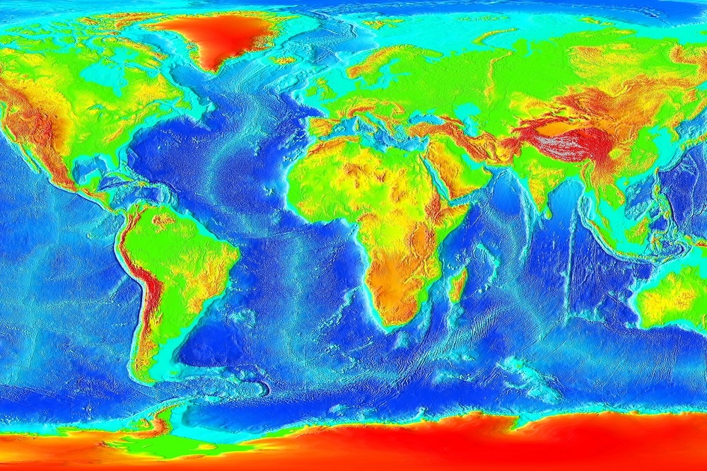 擁有全世界第二大專屬經濟海域（EEZ）的法國，已體認到海床正成為新的國際衝突場域。（海床地形圖／維基百科）