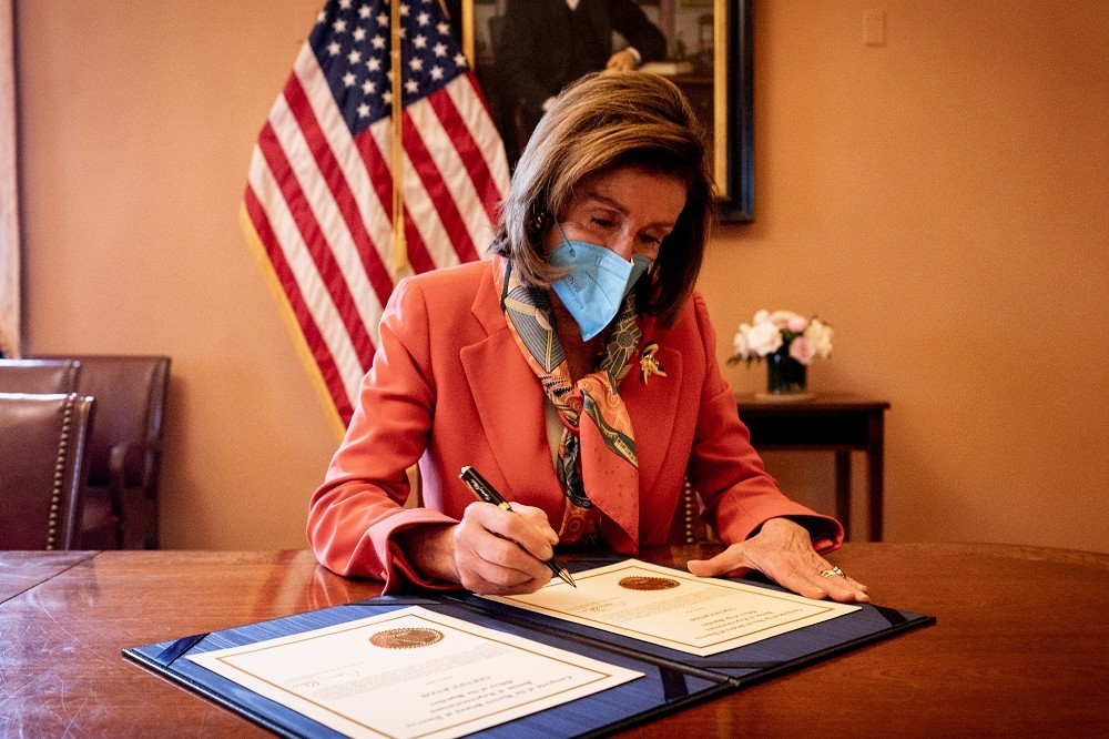 即將訪台的美國眾院議長裴洛西證實新冠肺炎確診，蔡總統8日祝她早日康復。（取自Nancy Pelosi推文）