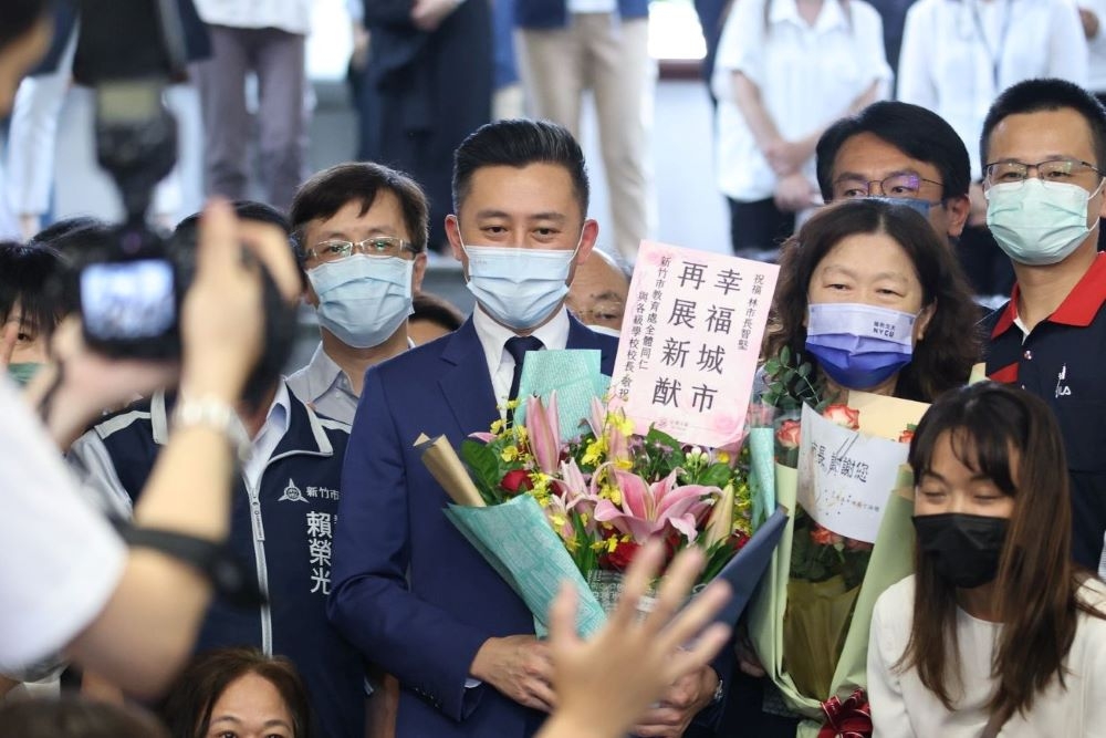 林智堅今天正式請辭新竹市長職務。（陳愷巨攝）